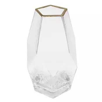 Ваза стеклянная с эффектом изморози и золотым кантом, 15x24 см