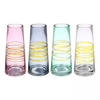 Ваза стеклянная с золотыми полосками, 10x20 см, 4 цвета