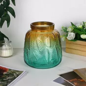 Ваза стеклянная, зеленый цвет, 15.5см