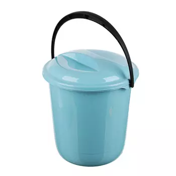 Ведро "Bali" круглое 10л с крышкой, светло-голубой