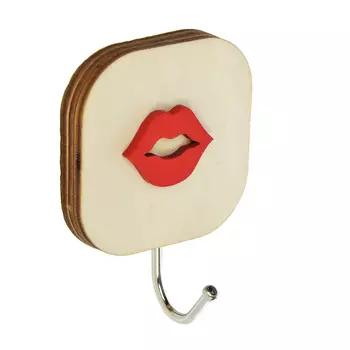 ВЕСЕЛЫЙ РОДЖЕР Крючок самоклеящийся, дерево, металл, "Губы"