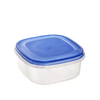 VETTA Контейнер для продуктов, пластиковый, 0,35л, квадратный, синяя крышка, GL07-B