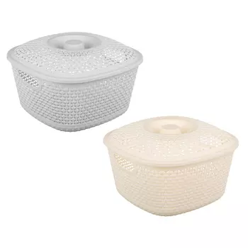 VETTA Корзинка универсальная с крышкой "Соты", пластик, 25,5x25,5x16см, 2 цвета