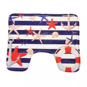 VETTA Коврик для туалета микрофибра, принт, 1,2см, 40x50см,"Тельняшка", Дизайн GC