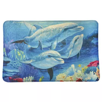 VETTA Коврик для ванной микрофибра, 0,4см, 50х80см, "Дельфины"