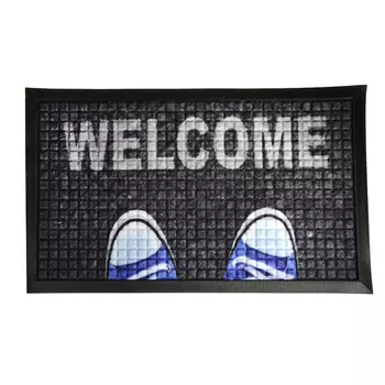 VETTA Коврик придверный, резиновый с ворсом полиэстер, 45x75см, с принтом "Welcome"