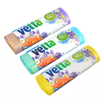 VETTA Мешки для мусора БИО 60л, 10 шт. с завязками, 3 аромата( цитрус, морской бриз, полевые цветы)