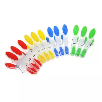 VETTA Набор прищепок 12шт с силиконовыми держателями, "Овал", пластик 4 цвета