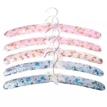 VETTA Набор вешалок 5шт, дерево, поролон, искусственный сатин, 38x12см, "Цветы", 3 цвета, SF-007/5