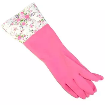 VETTA Перчатки хозяйственные удлинённые с принтом 1, розовые, синие