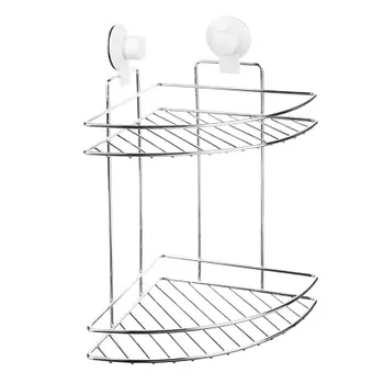 VETTA Полка угловая двойная, металл, хром+белый, вакуумное крепление