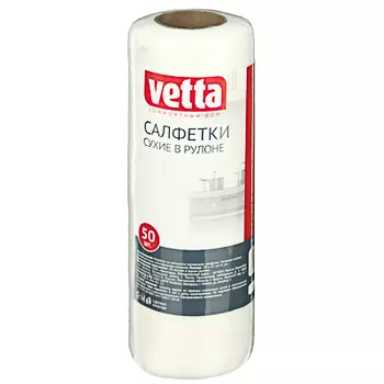 VETTA Салфетки сухие в рулоне универсальные 20x25, 50шт Соты