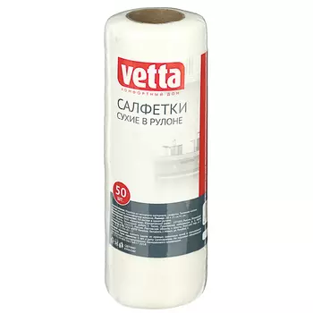 VETTA Салфетки сухие в рулоне универсальные 20x25, 50шт Соты