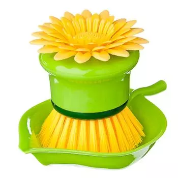 VETTA Щетка для посуды на подставке "Цветок на листочке", 4 цвета