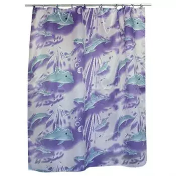 VETTA Шторка для ванной, ПВХ, 170х180см, "Дельфин" фиолетовый, YC02