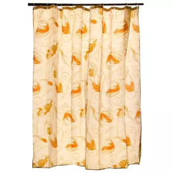 VETTA Шторка для ванной, ткань полиэстер с утяжелит, 180x180см, "Бежевые перья"