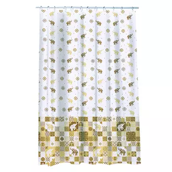 VETTA Шторка для ванной, ткань полиэстер с утяжелит, 180x180см, "Бежевые слоники", Дизайн GC