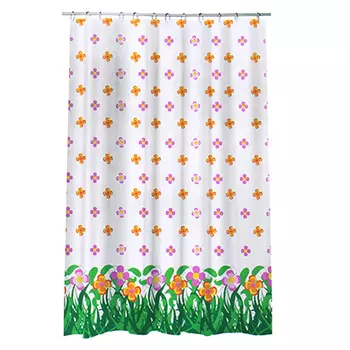 VETTA Шторка для ванной, ткань полиэстер с утяжелит, 180x180см, "Зелёная поляна", Дизайн GC