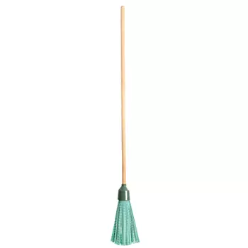 ВИРА Метла пластиковая круглая, 26x34x110см, с деревянным черенком, №10