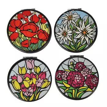 Витражи Зеркало карманное, ПУ, металл, d6,2см, 4 дизайна GC Design