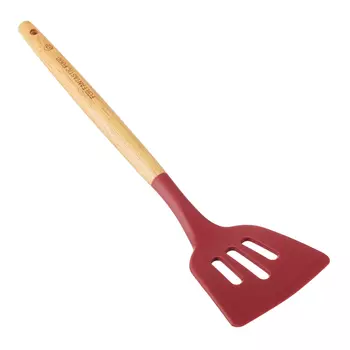 ВСЁГАЗИН Лопатка с прорезями, силикон, деревянная ручка