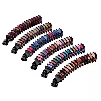 Заколка-банан для волос, текстиль, пластик, 6 цветов