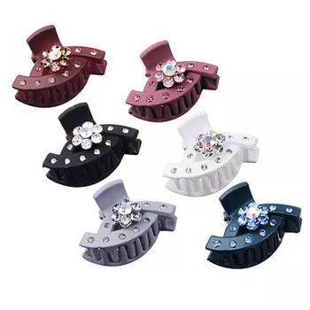 Заколка-краб для волос, пластик, стекло, 4 см