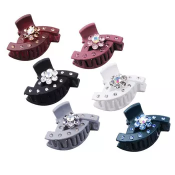 Заколка-краб для волос, пластик, стекло, 4 см