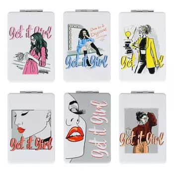 Зеркало карманное ЮниLook, 9,3х6 см, 6 дизайнов