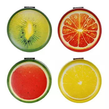 Зеркало карманное в виде фруктов, ПУ, стекло, металл, d7см, 4 дизайна