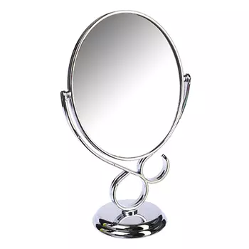 Зеркало настольное овальное, пластик, 16х30х10см, серебро, 1017