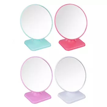 Зеркало настольное, пластик, стекло, 17х19см, 4 цвета, ЗН19-2