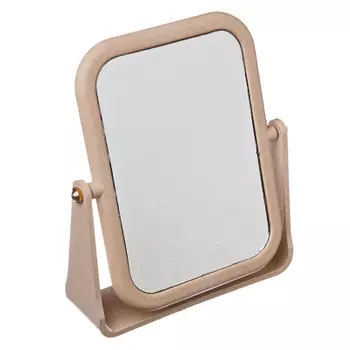 Зеркало настольное прямоугольное, 13х17 см, пластик, бежевый