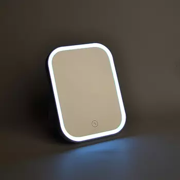 Зеркало настольное с LED-подсветкой, 18х13,6х1,7 см, 4хААА, пластик, стекло, USB-провод