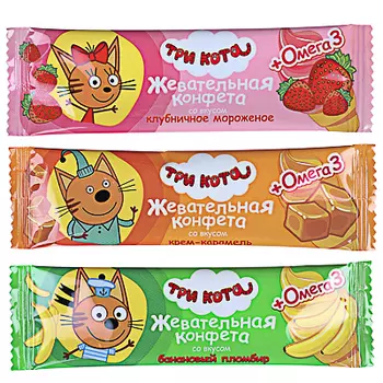 Жевательная конфета "ТРИ КОТА" с омега-3, 11г
