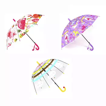 Зонт-трость детский полуавтомат,3 дизайна