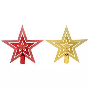 Звезда на елку фигурная СНОУ БУМ 15 см, пластик, красный, золото