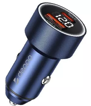 Автомобильное зарядное устройство Deppa USB-A + USB-C, PD, QC, 75 Вт синий