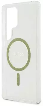 Чехол Guess Glitter Circle MagSafe для Galaxy S25 Ultra прозрачный
