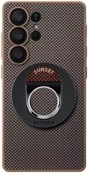 Чехол Pitaka PIN Button для Galaxy S25 Ultra кевлар коричневый
