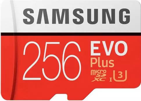 Карта памяти Samsung MicroSDXC 256Гб EVO Plus CL10 с адаптером красный