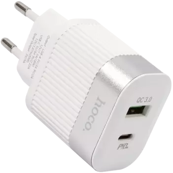Сетевое зарядное устройство Hoco RС4, USB + Type-C, PD 20 Вт + QC 3.0 белый