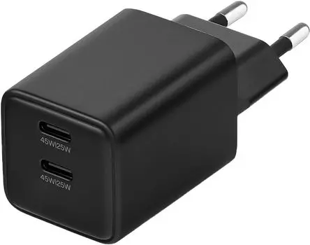 Сетевое зарядное устройство uBear Bridge 2xUSB-C, 45Вт черный