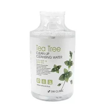 3W CLINIC Вода очищающая с экстрактом чайного дерева / TEA TREE CLEAN-UP CLEANSING WATER 500 мл