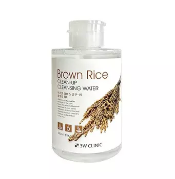 3W CLINIC Вода очищающая с экстрактом коричневого риса / BROWN RICE CLEAN-UP CLEANSING WATER 500 мл