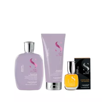 ALFAPARF MILANO Набор подарочный (шампунь 250 мл, кондиционер 200 мл, масло для волос 15 мл) / SDL SMOOTH ICONIC COLLECTION 2021