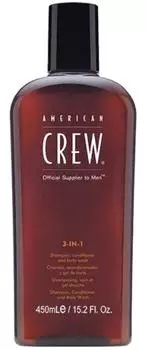 AMERICAN CREW Средство для волос 3в1, для мужчин, шампунь, кондиционер и гель / Shampoo, Conditioner and Body Wash 3-in-1 450 мл