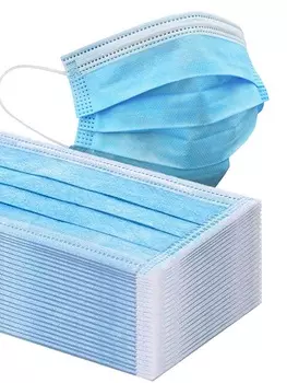 AVEMOD Маска медицинская трехслойная, голубой 100 шт