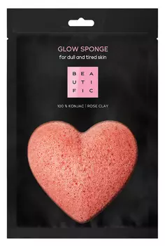 BEAUTIFIC Спонж конняку органический с розовой глиной для сияния кожи / GLOW SPONGE 1 шт