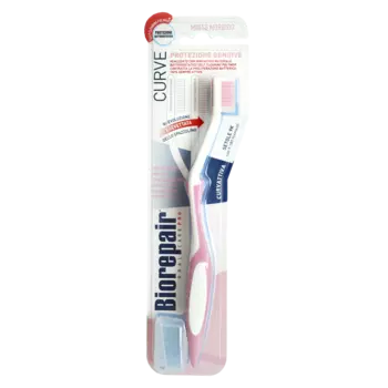 BIOREPAIR Щетка зубная изогнутая для ухода за деснами, бордовая / CURVE Protezione Gengive